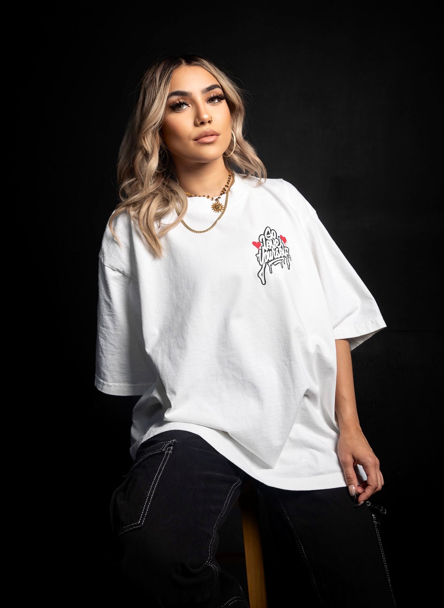 (WHITE+ RED) SELF LOVE | Drop Tee