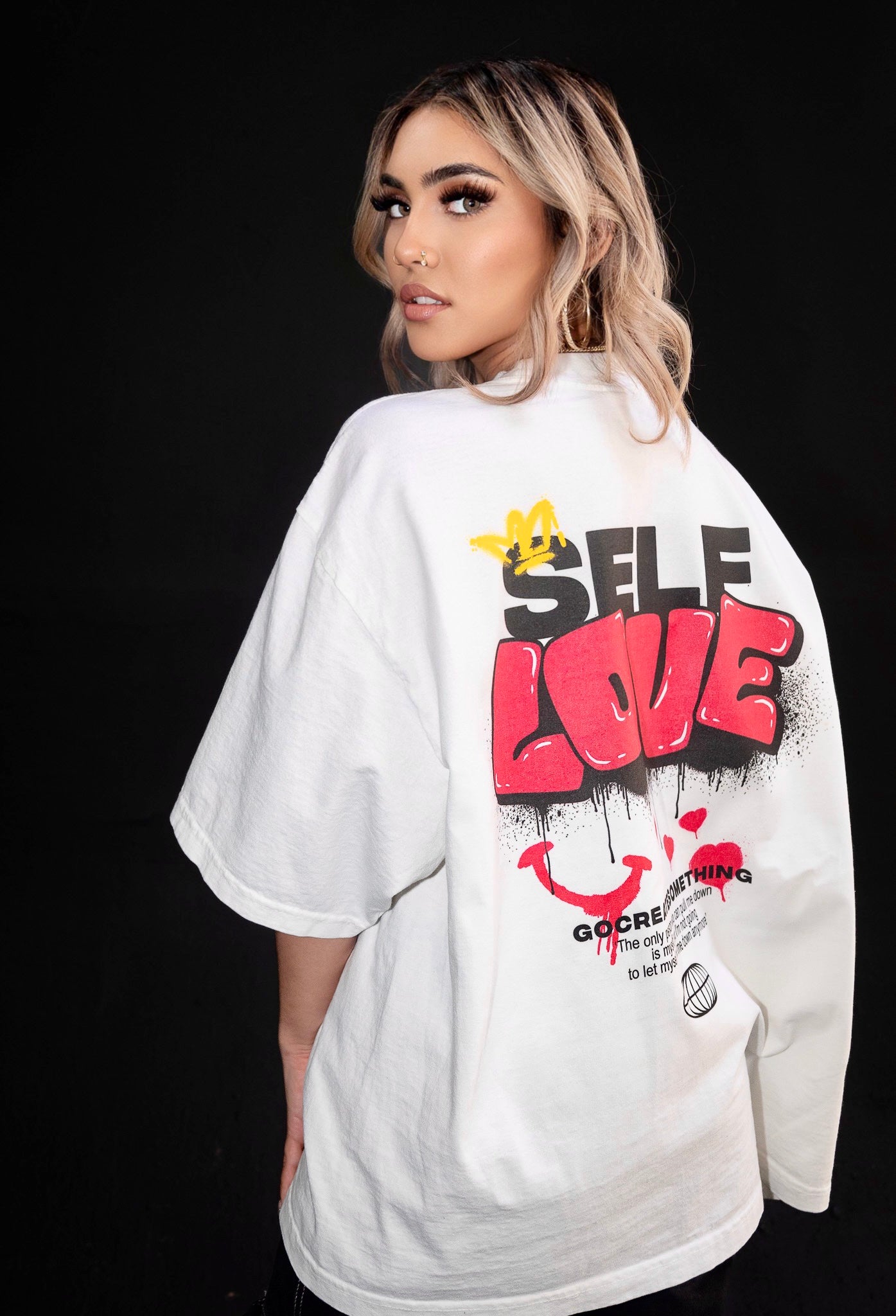 (WHITE+ RED) SELF LOVE | Drop Tee